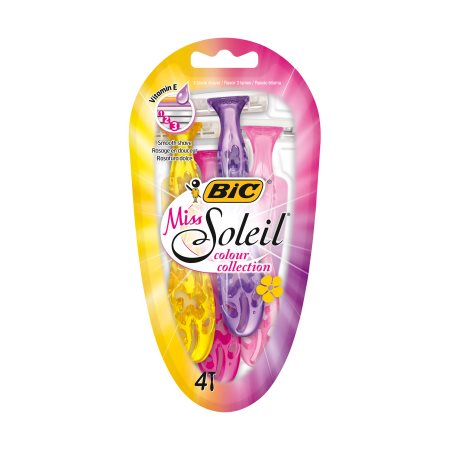 BIC Ξυραφάκια Μιας Χρήσης Miss Soleil Colour Collection 3 Λεπίδες 4τεμ