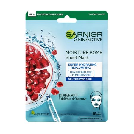 GARNIER Skin Active Moisture Bomb Μάσκα Προσώπου Υφασμάτινη με Pomegranate & Hyaluronic Acid για Αφυδατωμένη Επιδερμίδα 28gr
