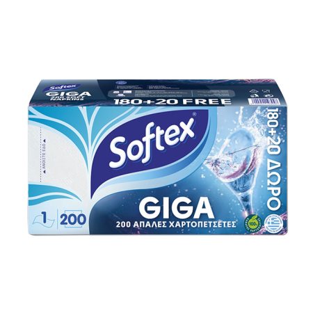 SOFTEX Giga Χαρτοπετσέτες Λευκές 180τεμ +20 Δώρο 306gr