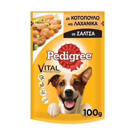 PEDIGREE Vital Υγρή Τροφή για Σκύλους Κοτόπουλο & Λαχανικά σε σάλτσα 100gr