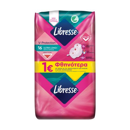 LIBRESSE Freshness & Protection Σερβιέτες Ultra Long Heavy Flow 16τεμ 