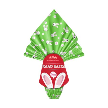 OSCAR Πασχαλινό Σοκολατένιο Αυγό Γάλακτος με Αυτιά Λαγού Πράσινο 220g
