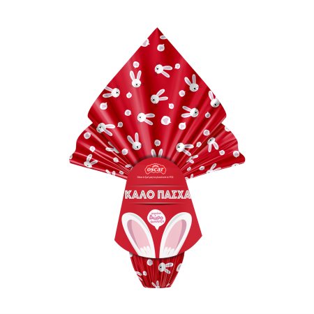 OSCAR Πασχαλινό Σοκολατένιο Αυγό Γάλακτος με Αυτιά Λαγού Κόκκινο 220g