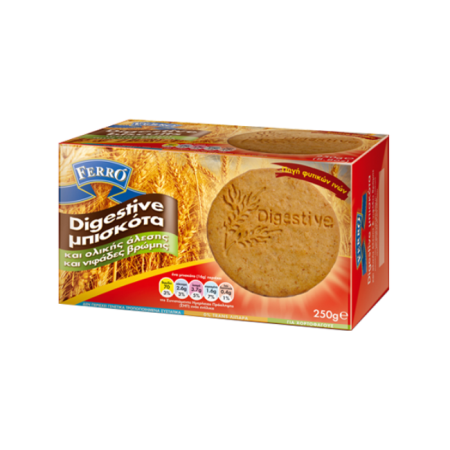 FERRO Digestive Μπισκότα με Νιφάδες Βρόμης Ολικής Αλέσεως 250gr