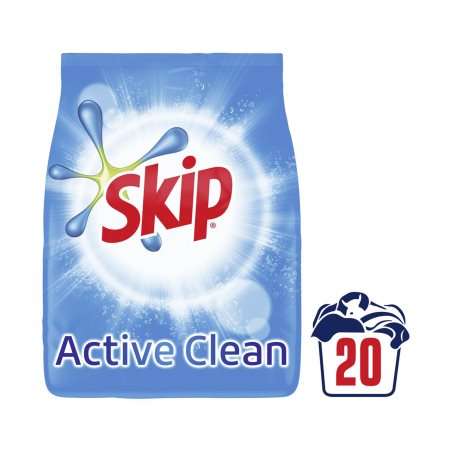 SKIP Active Clean Απορρυπαντικό Πλυντηρίου Ρούχων Σκόνη 20 πλύσεις