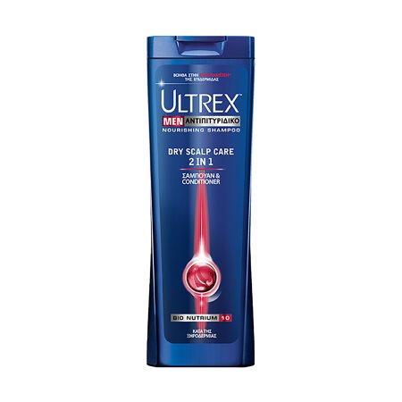 ULTREX Men Σαμπουάν Αντιπιτυριδικό 2σε1 Dry Scalp Care Κατά της Ξηροδερμίας 360ml