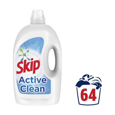 SKIP Απορρυπαντικό Πλυντηρίου Ρούχων Υγρό Active Clean 64 πλύσεις 3,2lt