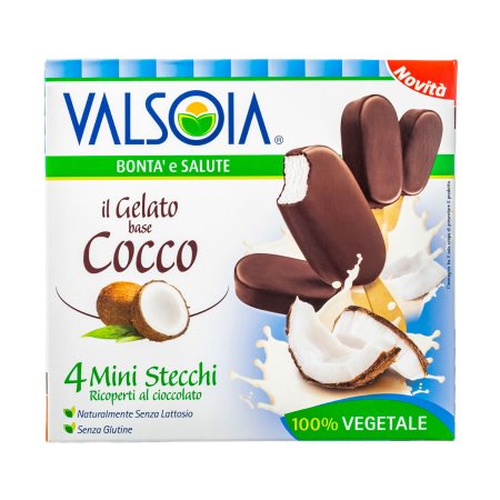 VALSOIA Παγωτό Ξυλάκι Καρύδας Vegan Χωρίς γλουτένη Χωρίς λακτόζη 4x50gr 