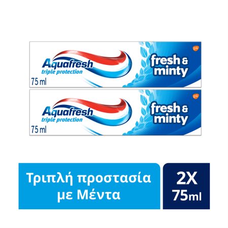 AQUAFRESH Οδοντόκρεμα Fresh & Minty 2x75ml