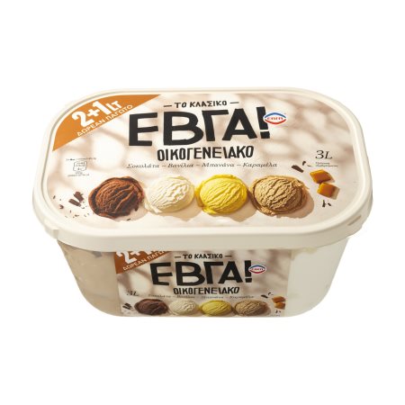 ΕΒΓΑ Παγωτό Βανίλια Σοκολάτα Καραμέλα Μπανάνα 987gr (2lt) +50% Δώρο