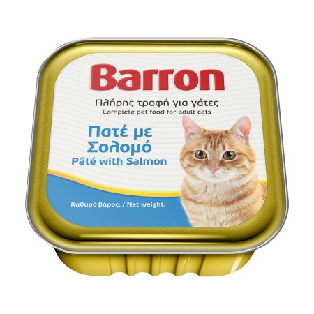 BARRON Υγρή Τροφή Γάτας με Σολομό Πατέ 100gr