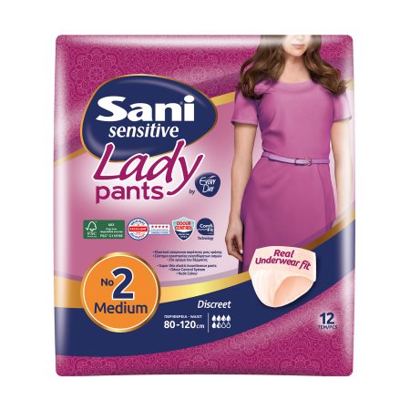 SANI Sensitive Lady Discreet Pants Εσώρουχα Ακράτειας Νο2 Medium 12τεμ