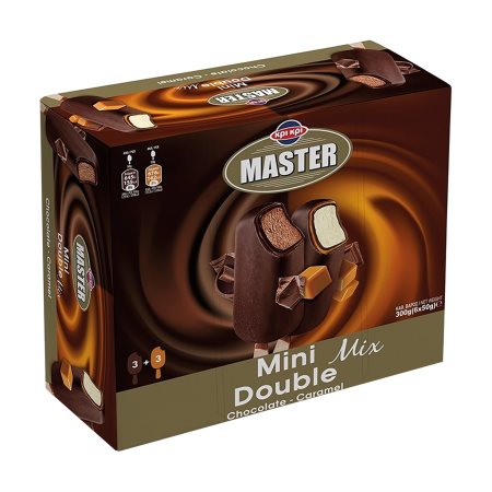 ΚΡΙ ΚΡΙ Master Mini Double Mix Ξυλάκια Παγωτό Σοκολάτα Καραμέλα 6x50gr