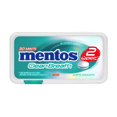 MENTOS Clean Breath Καραμέλες Wintergreen Χωρίς γλουτένη Χωρίς ζάχαρη 21g
