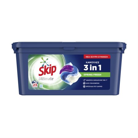 SKIP Ultimate 3in1 Απορρυπαντικό Πλυντηρίου Ρούχων Spring Fresh 23 κάψουλες