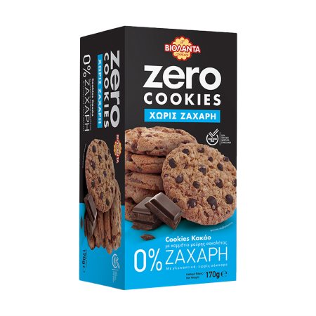 ΒΙΟΛΑΝΤΑ Zero Cookies Μπισκότα Κακάο Χωρίς ζάχαρη 170gr