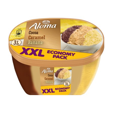 ALOMA Παγωτό Σοκολάτα Καραμέλα Μπανάνα 1kg (2lt) +455gr Δώρο