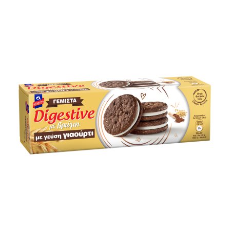 ΑΛΛΑΤΙΝΗ Digestive Μπισκότα Γεμιστά Βρώμης Ολικής Άλεσης με Μαύρη Σοκολάτα & Γέμιση με Γεύση Γιαουρτιού 250gr 