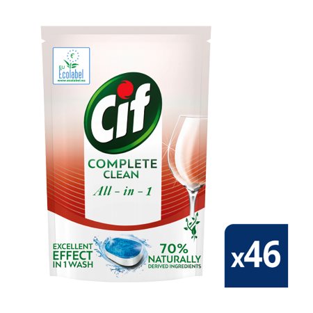 CIF Complete Clean All-in-1 Απορρυπαντικό Πλυντηρίου Πιάτων Ταμπλέτες 46τεμ