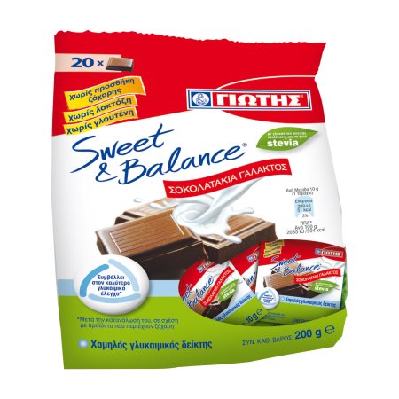 ΓΙΩΤΗΣ Sweet & Balance Σοκολατάκια Γάλακτος με Στέβια Χωρίς γλουτένη Χωρίς λακτόζη 200g