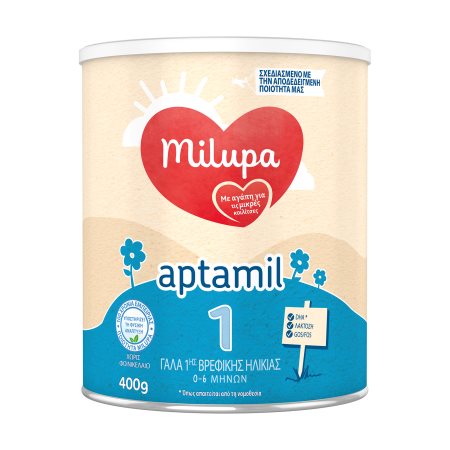 MILUPA Aptamil 1 Γάλα 1ης Βρεφικής Ηλικίας 0-6 Μηνών σε σκόνη 400gr