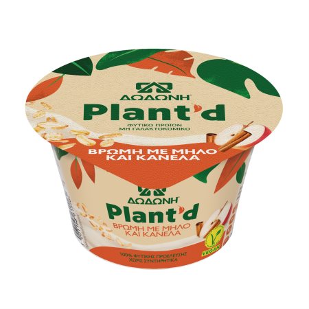 ΔΩΔΩΝΗ Plant'd Επιδόρπιο Φυτικό Βρόμη με Μήλο & Κανέλα Vegan 150gr
