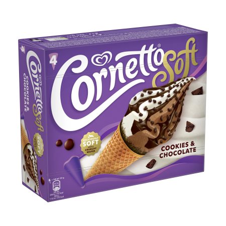 CORNETTO Soft Παγωτό Πύραυλος Cookies & Chocolate 4τεμ 324gr (560ml)