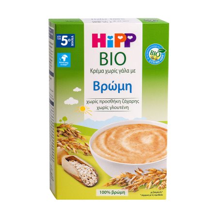 HIPP Bio Κρέμα με Βρόμη Χωρίς Γάλα Βιολογική Χωρίς γλουτένη Χωρίς προσθήκη ζάχαρης 200gr