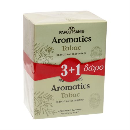 PAPOUTSANIS Aromatics Σαπούνι Tabac Κέδρος & Κεχριμπάρι 3x100gr +1 Δώρο