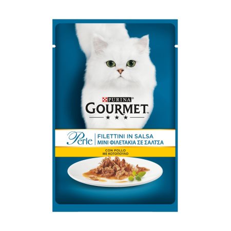 GOURMET Perle Υγρή Τροφή Γάτας Μίνι Φιλετάκια Κοτόπουλο σε σάλτσα 85gr