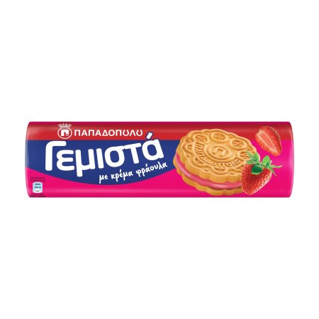 ΠΑΠΑΔΟΠΟΥΛΟΥ Φρουτογεμιστά Μπισκότα με Κρέμα Φράουλα 200gr