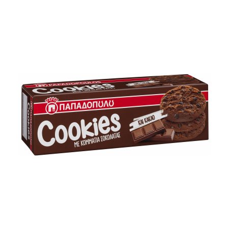ΠΑΠΑΔΟΠΟΥΛΟΥ Cookies Μπισκότα με Κομμάτια Σοκολάτας & Κακάο 180gr