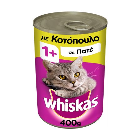 WHISKAS Υγρή Τροφή Γάτας 1+ετών Κοτοπουλο Πατέ 400gr