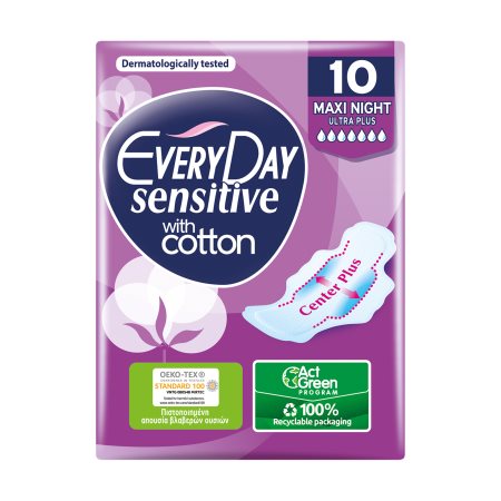 EVERYDAY Sensitive Cotton Σερβιέτες Ultra Plus Maxi Night 10τεμ