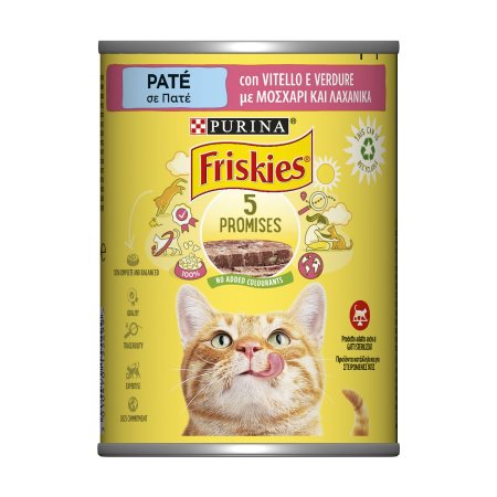 FRISKIES Υγρή Τροφή Γάτας Μοσχάρι & Λαχανικά Πατέ 400gr