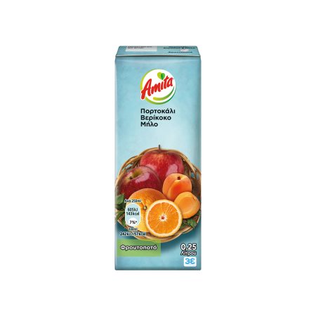 AMITA Χυμός Φρουτοποτό Πορτοκάλι Βερίκοκο Μήλο 250ml
