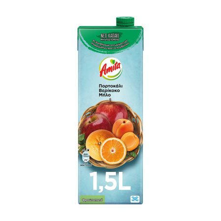 AMITA Χυμός Φρουτοποτό Πορτοκάλι Βερίκοκο Μήλο 1,5lt