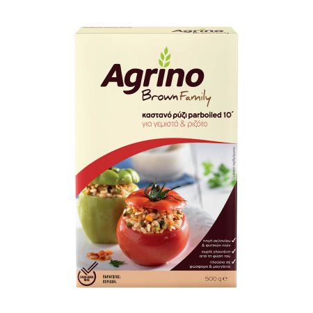 AGRINO Brown Family Ρύζι Καστανό Parboiled 10' για Γεμιστά & Ριζότο 500gr
