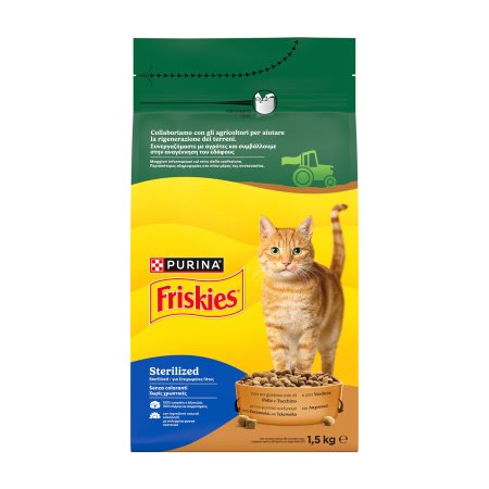 FRISKIES Sterilized Ξηρά Τροφή για Στειρωμένες Γάτες με Κοτόπουλο Γαλοπούλα & Λαχανικά 1,5kg