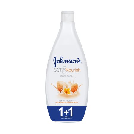 JOHNSON'S Soft & Nourish Αφρόλουτρο με Αμυγδαλέλαιο & Γιασεμί 750ml +1 Δώρο
