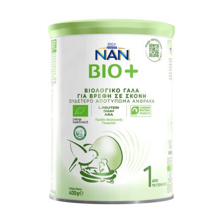 NESTLE Nan Bio+ 1 Γάλα για Βρέφη από τη Γέννηση σε σκόνη Βιολογικό 400gr