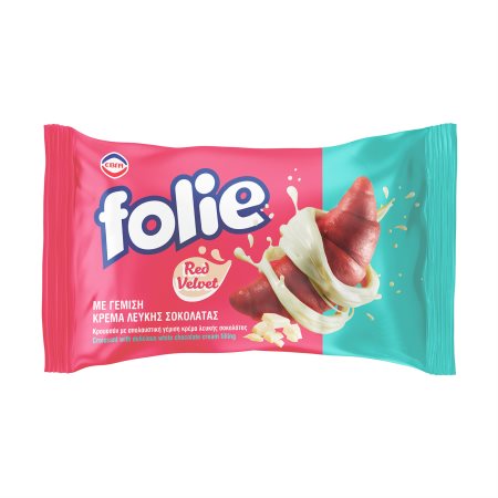 FOLIE Κρουασάν Red Velvet με γέμιση Κρέμα Λευκής Σοκολάτας 100g