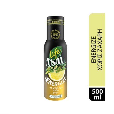 LIFE Tsai Ice Tea Πράσινο Energize Ginger Λεμόνι Χωρίς ζάχαρη 500ml