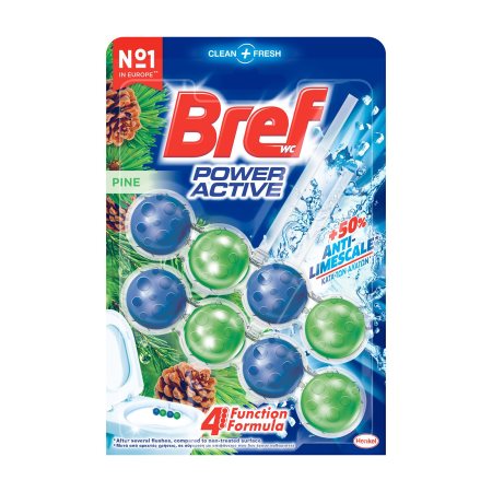 BREF Wc Power Active Στερεό Μπλοκ Τουαλέτας Πεύκο 2x50g