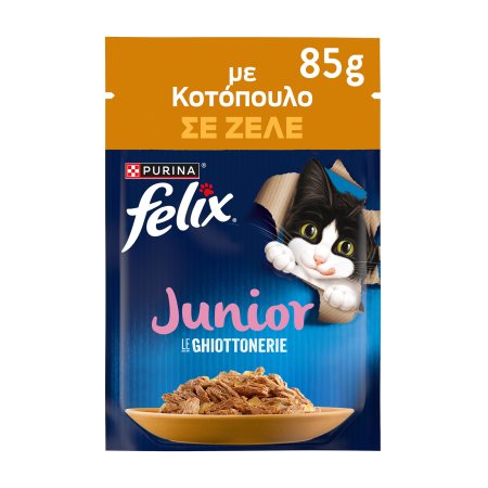 FELIX Le Ghiottonerie Junior Υγρή Τροφή για Γατάκια 2 -12 μηνών με Κοτόπουλο σε Ζελέ 85g