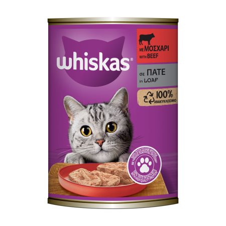 WHISKAS Υγρή Τροφή Γάτας με Μοσχάρι σε Πατέ 400g