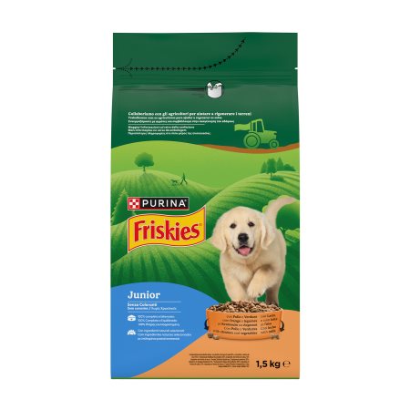 FRISKIES Junior Ξηρά Τροφή για Κουτάβια με Κοτόπουλο Λαχανικά & Γάλα 1,5kg 