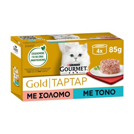 GOURMET Gold Υγρή Τροφή Γάτας Ταρτάρ με Τόνο & Σολομό 4x85g