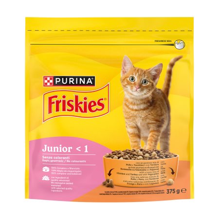 FRISKIES Junior Ξηρά Τροφή για Γατάκια με Κοτόπουλο Γαλοπούλα Λαχανικά & Γάλα 375g