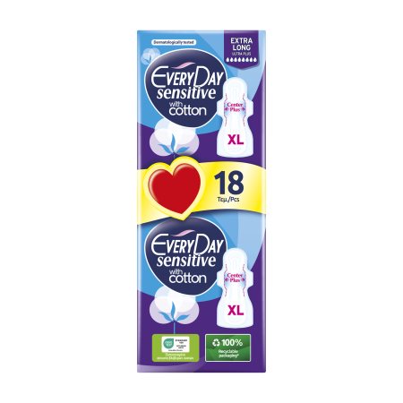 EVERYDAY Sensitive Cotton Σερβιέτες Ultra Plus Extra Long 18τεμ